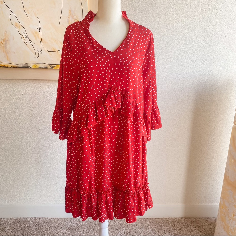 🌼Ruffled red polka dot dress🌼
